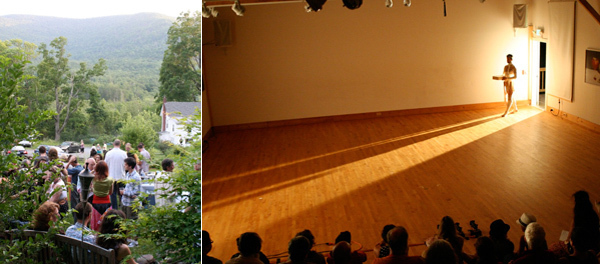 左图：Mount Tremper Arts现场人群。右图： Foofwa D’Imobilite, Pina Jackson in Mercemoriam, 2010. Mount Tremper Arts, 纽约, 2010.