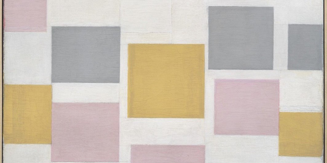 皮特·蒙德里安，《色块构图5》，1917，布面油画，19 3/8 x 24 1/8".