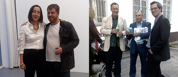 左图: 艺术家Vera Lutter和 Darren Almond。右图: 艺术家 Matt Mullican, 画廊家Johann Widauer, 艺术无极限策展人Simon Lamunière.