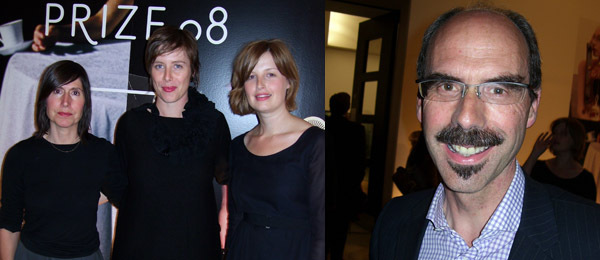 左: 特纳奖策展人 Carolyn Kerr, Sophie O'Brien和Helen Little。右: 泰德英国总监Stephen Deuchar. 