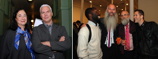 左图：MoMA联合总监 Kathy Halbreich 和 MoMA 策展人Klaus Biesenbach。右图：艺术家 Paul Mpagi Sepuya, 建筑师 Mark Krayenhoff,  Printed Matter总监 AA Bronson, 艺术家Scott Hug。