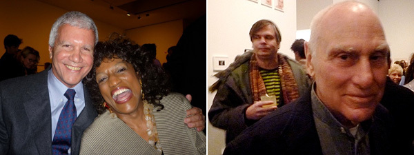 左：画商Larry Gagosian和Jessye Norman。 右：艺术家Rob Pruitt和Richard Serra。 （摄影：Linda Yablonsky）