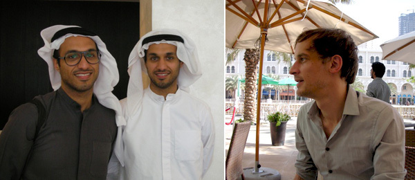 左： Brownbook 和避难所的 Rashid Bin Shabib和 Ahmed Bin Shabib。右： Pad.ma和海盗电影（Pirate Cinema）的艺术家Sebastian Lütgert。