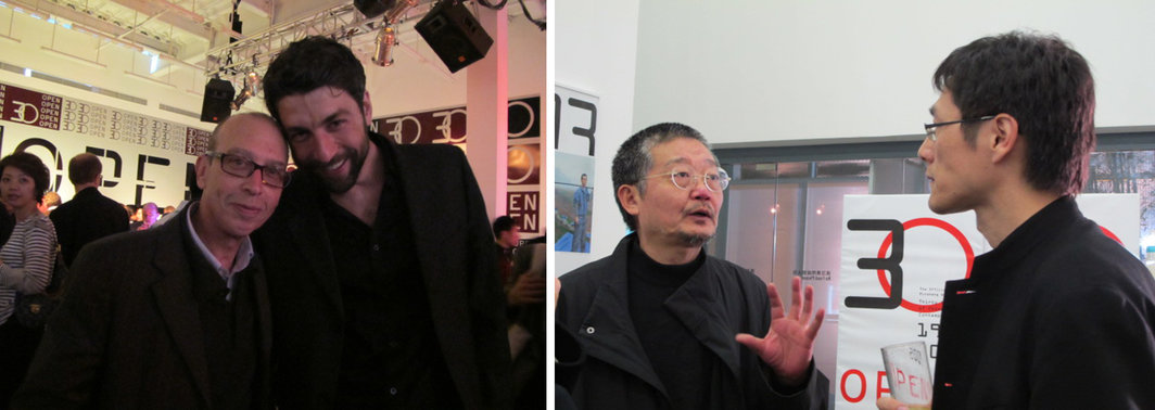 左：James Cohan画廊总监Arthur Solway和批评家Mathieu Borysevicz；右：作家阿城及友人