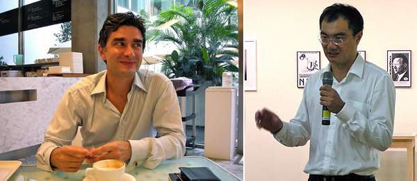 左：2010年台北双年展联合策展人提尔达•佐赫德; 右：2010年台北双年展联合策展人林宏璋。