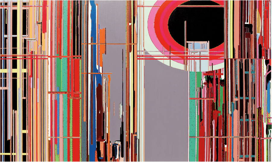 刘韡，《紫气，N No.4》，2011，布面油画，108 x 300 cm，选自《紫气》系列，2005－11。