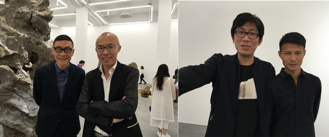 左：艺术家汪建伟与长征空间负责人卢杰；右：艺术家徐震与王思顺.