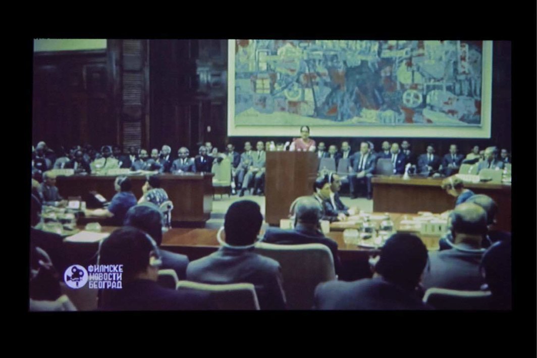 1961年9月在贝尔格莱德举行的不结盟运动会议。录像素材由Filmske novosti提供.