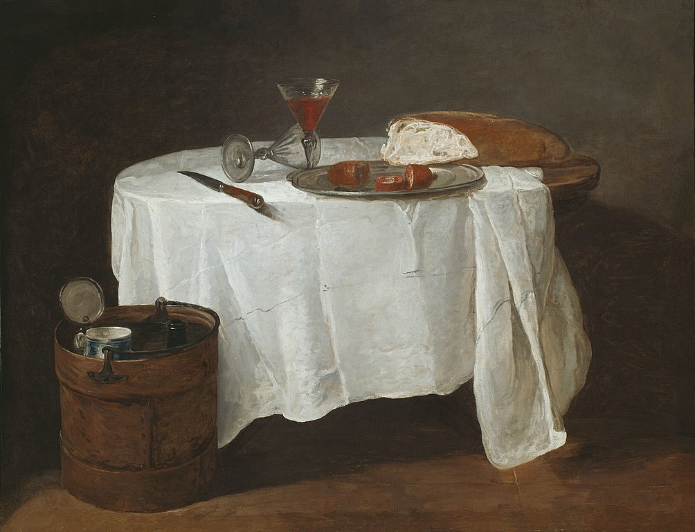 让·巴蒂斯特·西梅翁·夏尔丹，《白色桌布》，1731/32，布面油画，96.8 × 123.5 cm.