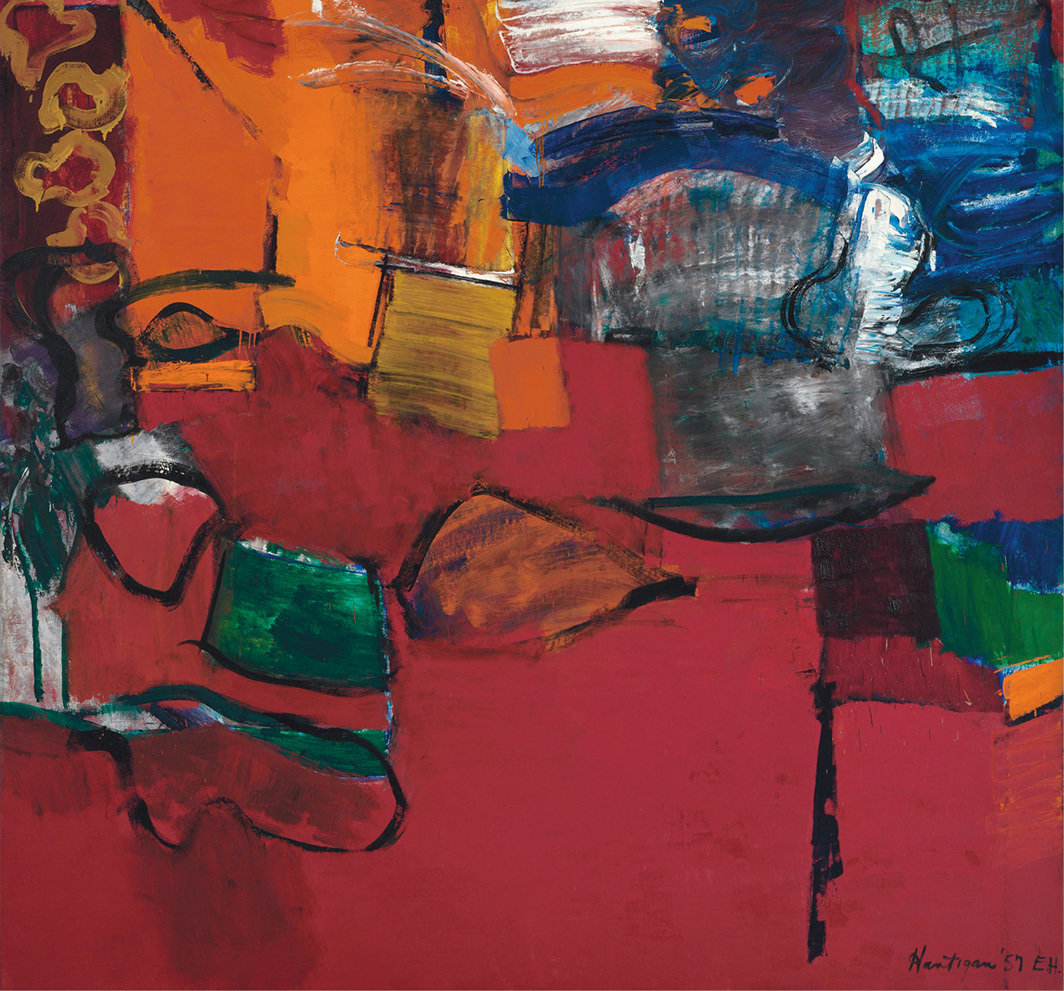 格蕾丝·哈特根，《室内，‘溪流’》，1957，布面油画，90 1⁄2 × 96 1⁄4".