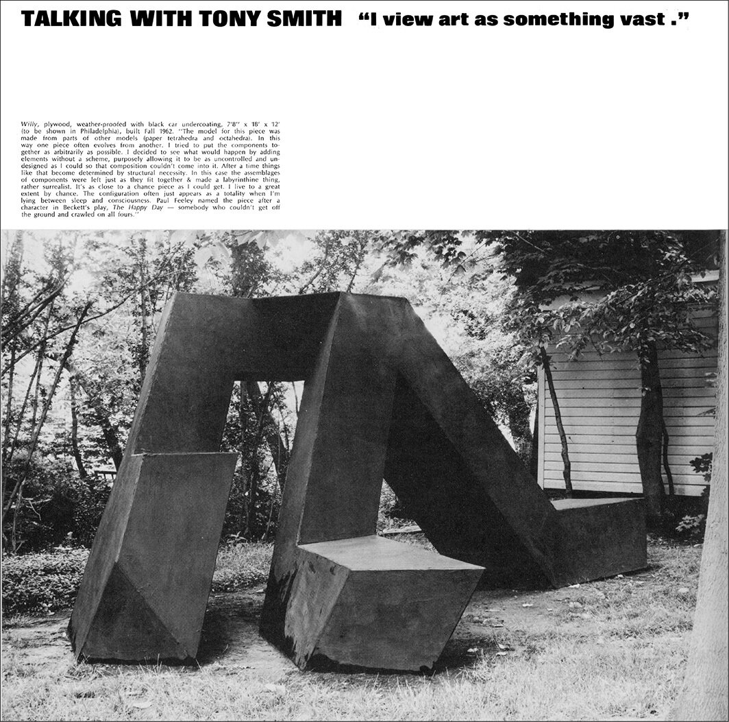 《艺术论坛》1966年十二月刊内页. 塞缪尔·瓦格斯塔夫，《与托尼·史密斯的对话》.