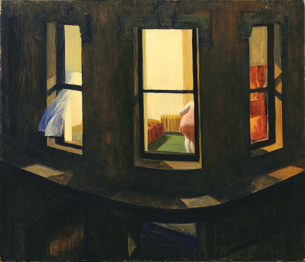 爱德华·霍珀，《夜窗》，1928，布面油画，29 1⁄8 × 34 1⁄8″.